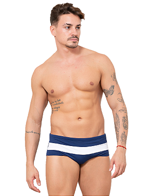 Sunga Clássica Azul Marinho e Branco