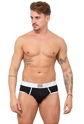 Cueca Slip Canelada Preta