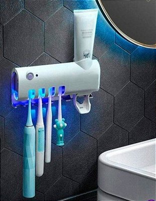 Suporte Creme Escova Dental Esterilizador UV Recarregável