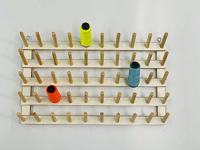 Suporte De Madeira  Para  50 Cones De Linha Costura