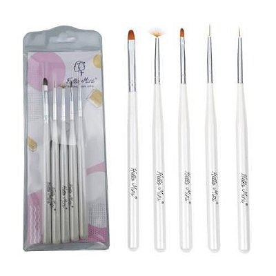 Kit Pincel para Unhas Artísticas com 5 Pincéis Hello Mini KIT-350-1