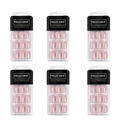 Unhas Postiças Auto Colante Rosa Hello Mini OY174-66 – Kit c/ 06 unid