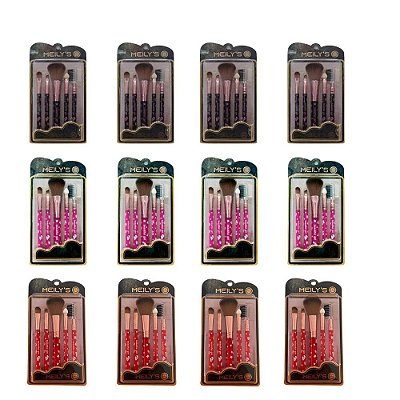 Kit com 5 Pincéis para Maquiagem Meily's MKP-157 – Pcte c/ 12 unid