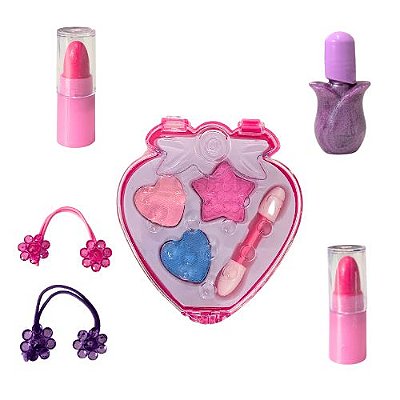 Brinquedo Infantil Kit Maquiagem para Boneca Little Beauty Morango PD-81107