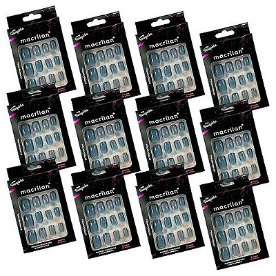 Unhas Postiças Macrilan Extrovertida Médio Linha Basiquinha UP306E – Pcte c/ 12 unid