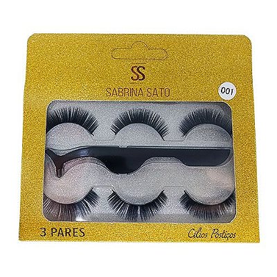 Cílios Postiços com 03 pares + Pinça Sabrina Sato SS-1405