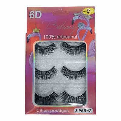 Cílios Postiços 6D-01 com 03 Pares Bilansy CNL218-1