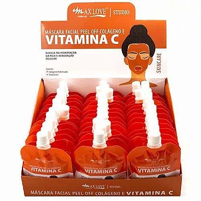 Máscara Facial Peel Off Colágeno e Vitamina C 50g Max Love - Box c/ 42 unid