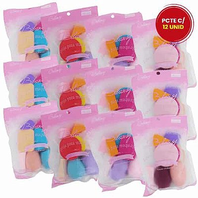Kit de Esponja para Maquiagem Bilansy LT119 - Pcte c/ 12 unid