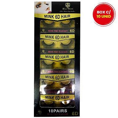 Cílios Postiços Mink 6D Hair Blue Moon BM1015-01 - Box c/ 10 unid