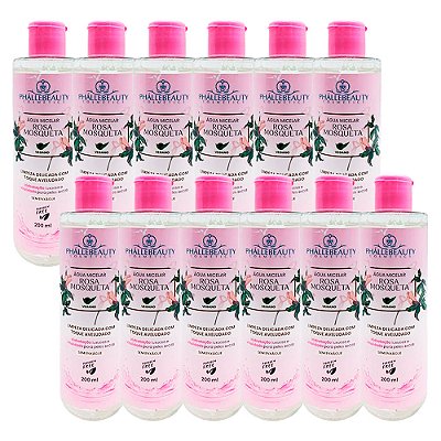 Água Micelar Rosa Mosqueta Vegano Sem Enxágue Phállebeauty PH502 - Box c/ 12 unid