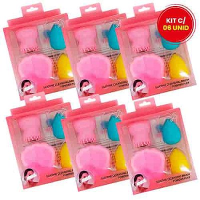 Kit Limpeza e Cuidados Faciais + Esponjas para Maquiagem LUA109-043-3-2 - Kit c/ 06 unid