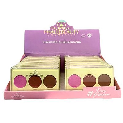 Paleta Trio Contorno, Iluminador e Blush #DivaFabulosa Phállebeauty PH0321 - Box c/ 16 unid