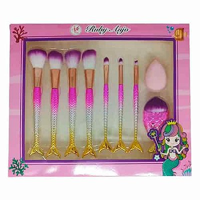 Kit de Pincéis e Esponja Sereia Ruby Anjo RA-083