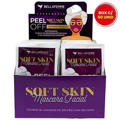 Máscara Facial Peel Off Extrato de Açaí Soft Skin Bella Femme SS80015 - Box c/ 50 unid