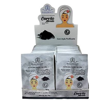 Máscara Facial Esfoliante Carvão Ativado Phállebeauty PH0081 - Box c/ 50 unid
