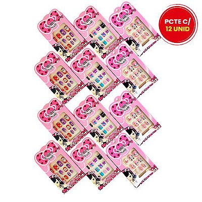 Unhas Postiças Infantil Sara Nail SM756-046-10-6 - Pcte c/ 12 unid