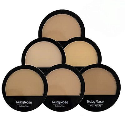 Pó Compacto Facial Grupo 12 Ruby Rose HB-7206 - Kit c/ 06 unid