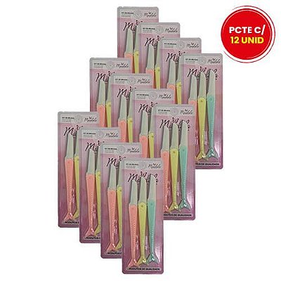 Navalhas para Sobrancelhas Sereia Mandala JJ-3328 - Pcte c/12 unid
