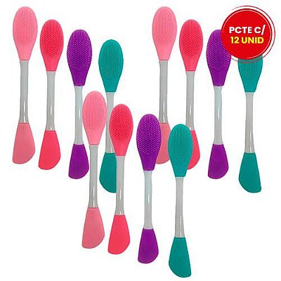 Espátula e Escova de Silicone para Limpeza Facial WL-204 / EPT740 - Pcte c/ 12 unid