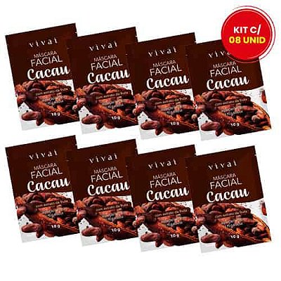 Máscara Facial Cacau com Extrato da Fruta Vivai 5044 – Kit c/ 08 unid