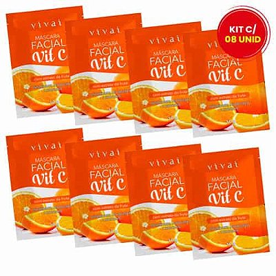 Máscara Facial Vit C com Extrato da Fruta Vivai 5045 – Kit c/ 08 unid