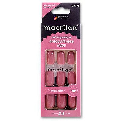 Unhas Postiças Autocolantes Efeito Gel Nude Macrilan UP703