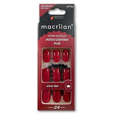Unhas Postiças Autocolantes Efeito Gel Rubi Macrilan UP702
