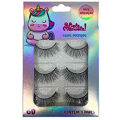 Cílios Postiços 6D com 03 Pares QBela Manuela! QBM-611