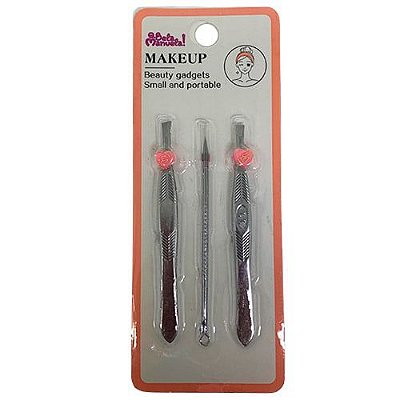 Kit com 03 Pinças para Sobrancelha QBela Manuela! QBM00929