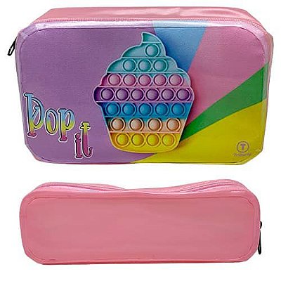 Kit com 02 Necessaire Pop It Trilharty KI20