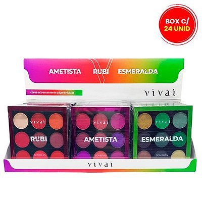 Paleta de Sombras com 09 Cores Vivai 4034.9.1 - Box c/ 24 unid