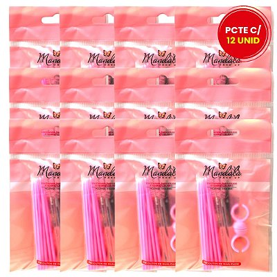 Kit de Escovinhas para Cílios e Sobrancelhas Mandala FP-260 - Pcte c/ 12 unid