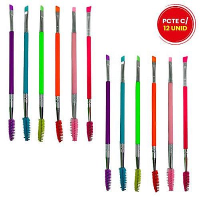 Pincel Duplo Escova e Chanfrado Neon Bilansy BP061-1 - Pcte c/ 12 unid