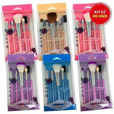 Kit com 05 Pinceis para Maquiagem Bilansy BK040 - Kit c/ 06 unid