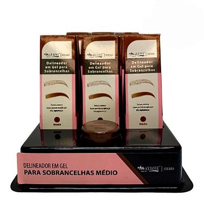 Delineador em Gel para Sobrancelhas Cor Médio Max Love - Box c/ 24 unid