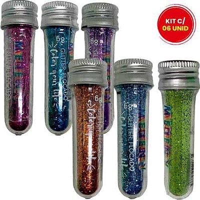 Glitter Flocado Color Your Life Playboy PB1082 - Kit c/ 06 unid