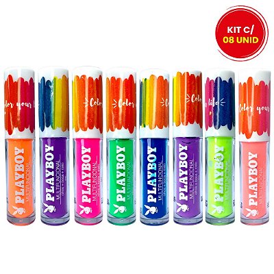 Multifuncional para Olhos + Boca + Rosto Color Your Life Playboy PB1004-X - Kit c/ 08 unid