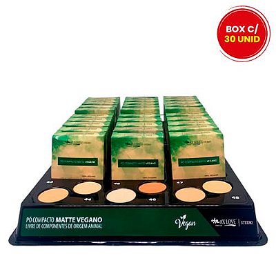 Pó Compacto Matte Vegano Tons 43 ao 48 Max Love - Box c/ 30 unid