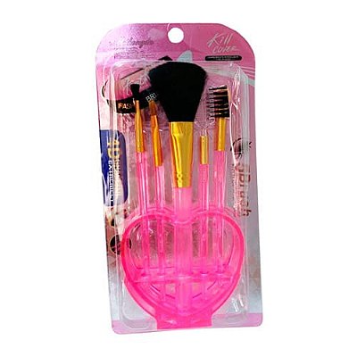Kit com 05 Pincéis para Maquiagem + Suporte Coração SM-222-168-2-1