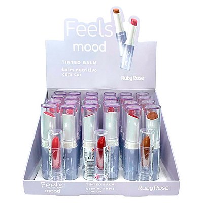 Balm Nutritivo com Cor Tinted Balm Feels Mood Ruby Rose HB-8519 - Box c/ 24 unid