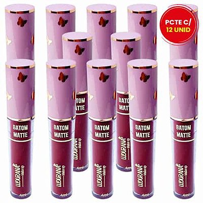 Batom Líquido Matte Vinho Ludurana B00153 - Pcte c/ 12 unid