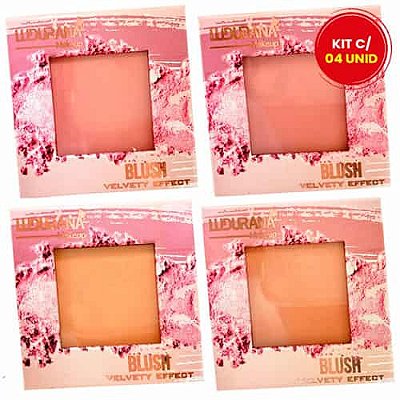 Mini Blush Compacto Velvety Effect Ludurana B00195 - Kit c/ 04 unid