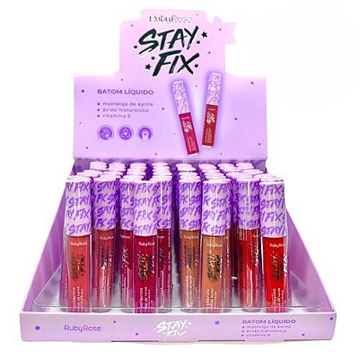 Batom Líquido Stay Fix Ruby Rose HB-569 - Box c/ 48 unid
