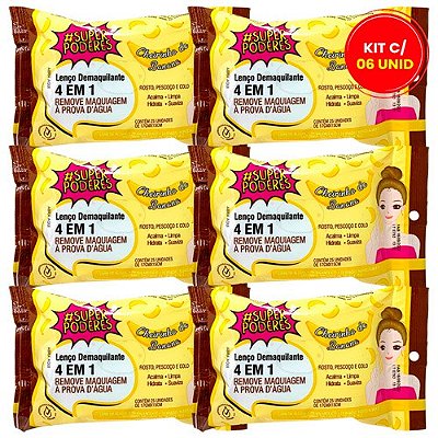 Lenço Demaquilante 4 em 1 Cheirinho de Banana Super Poderes LDSP06 - Kit c/ 06 unid