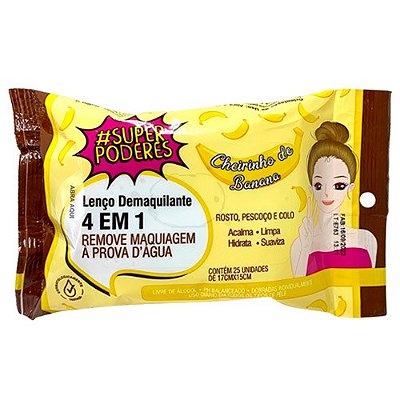 Lenço Demaquilante 4 em 1 Cheirinho de Banana Super Poderes LDSP06