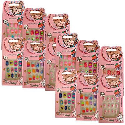 Unhas Postiças Autocolantes Infantil Bilansy B-UP121 - Pcte c/ 12 unid
