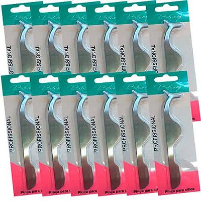 Pinça para Aplicação de Cílios Postiços Profissional Bilansy BT008 - Pcte c/ 12 unid
