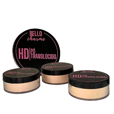 Pó Facial Translúcido HD Ultra Nano Finish Bello Charme BC34 - Kit c/ 03 unid