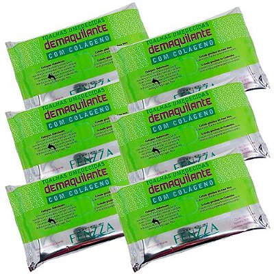 Toalhas Umedecidas Demaquilante com Colágeno Fenzza FZ51022 - Kit c/ 06 unid